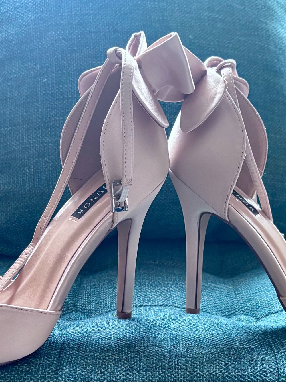 Source Unknown Blush Pink Stiletto Sandals with Bow Accent